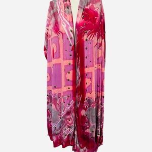 Vintage Ed Hardy Pink Floral Studded Skull Scarf – Tattoo Graphic Wrap